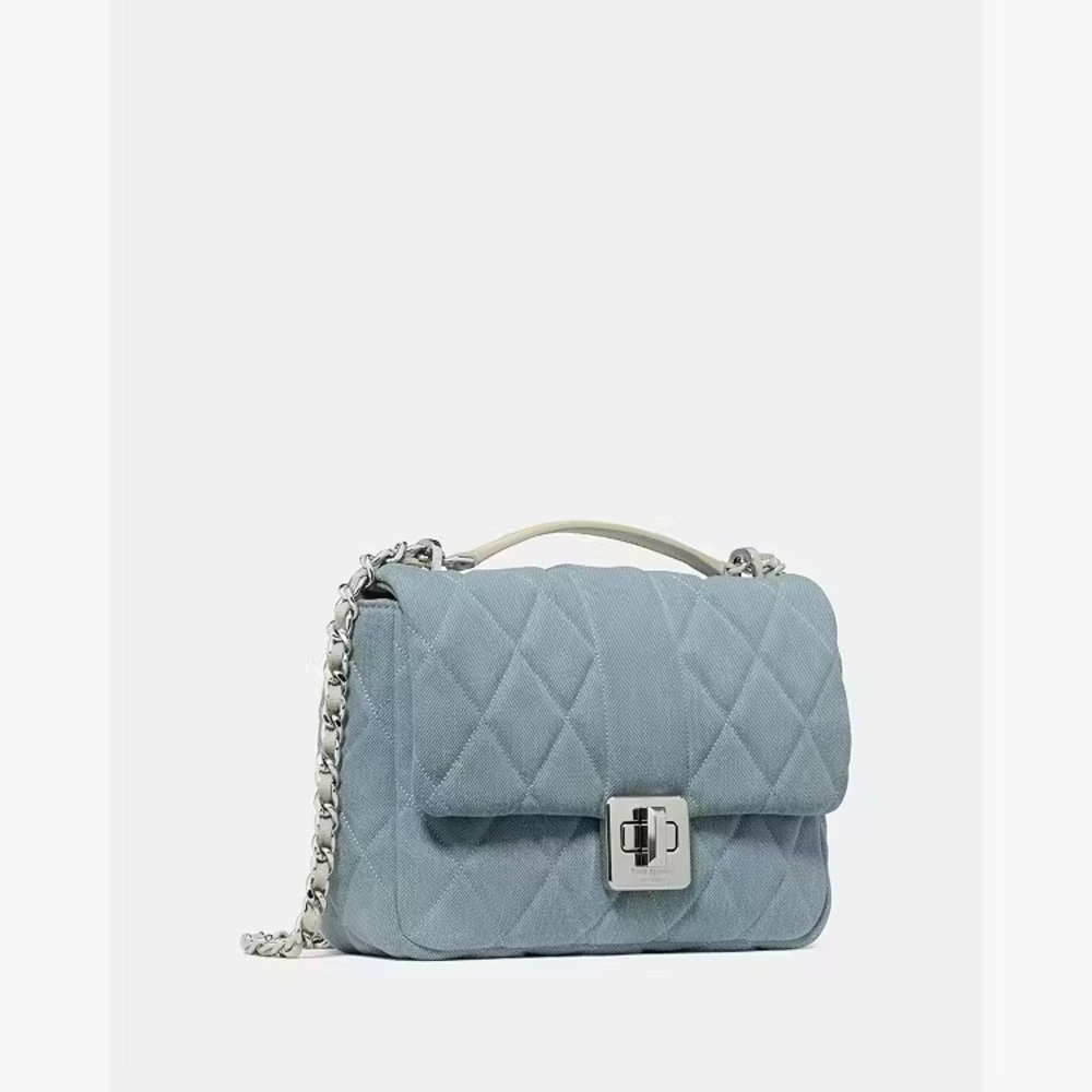 Kate Spade Light Blue Denim Carey Quilted Crossbody/Shoulder Bag NWT - Picture 9 of 16